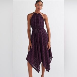 Anthropologie Deep Purple Asymmetrical Dress